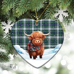 Scottish McKenzie Dress Ancient Tartan Christmas Ceramic Ornament - Highland Cows Snow Style - Tartan Christmas Ornaments Scottish Plaid Tartan Plaid - ScotsTee - scotstee.com