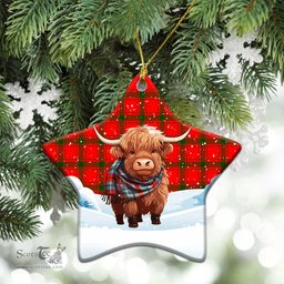 Scottish MacDonald of Sleat Tartan Christmas Ceramic Ornament - Highland Cows Snow Style - Tartan Christmas Ornaments Scottish Plaid Tartan Plaid - ScotsTee - scotstee.com