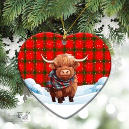 Scottish MacDonald of Sleat Tartan Christmas Ceramic Ornament - Highland Cows Snow Style - Tartan Christmas Ornaments Scottish Plaid Tartan Plaid - ScotsTee - scotstee.com