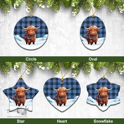 Scottish MacKay Blue Tartan Christmas Ceramic Ornament - Highland Cows Snow Style - Tartan Christmas Ornaments Scottish Plaid Tartan Plaid - ScotsTee - scotstee.com