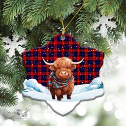 Scottish MacLachlan Modern Tartan Christmas Ceramic Ornament - Highland Cows Snow Style - Tartan Christmas Ornaments Scottish Plaid Tartan Plaid - ScotsTee - scotstee.com