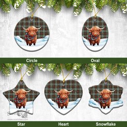 Scottish McLeod of Harris Weathered Tartan Christmas Ceramic Ornament - Highland Cows Snow Style - Tartan Christmas Ornaments Scottish Plaid Tartan Plaid - ScotsTee - scotstee.com
