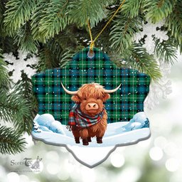Scottish McKenzie Ancient Tartan Christmas Ceramic Ornament - Highland Cows Snow Style - Tartan Christmas Ornaments Scottish Plaid Tartan Plaid - ScotsTee - scotstee.com