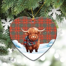 Scottish McDougall Ancient Tartan Christmas Ceramic Ornament - Highland Cows Snow Style - Tartan Christmas Ornaments Scottish Plaid Tartan Plaid - ScotsTee - scotstee.com