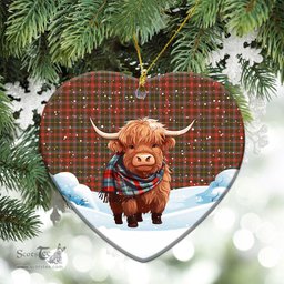 Scottish McKintosh Hunting Weathered Tartan Christmas Ceramic Ornament - Highland Cows Snow Style - Tartan Christmas Ornaments Scottish Plaid Tartan Plaid - ScotsTee - scotstee.com