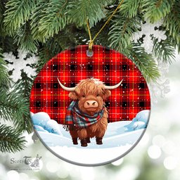 Scottish McIver Modern Tartan Christmas Ceramic Ornament - Highland Cows Snow Style - Tartan Christmas Ornaments Scottish Plaid Tartan Plaid - ScotsTee - scotstee.com
