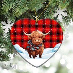 Scottish McIver Modern Tartan Christmas Ceramic Ornament - Highland Cows Snow Style - Tartan Christmas Ornaments Scottish Plaid Tartan Plaid - ScotsTee - scotstee.com