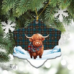 Scottish McConnell Tartan Christmas Ceramic Ornament - Highland Cows Snow Style - Tartan Christmas Ornaments Scottish Plaid Tartan Plaid - ScotsTee - scotstee.com