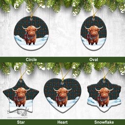 Scottish McConnell Tartan Christmas Ceramic Ornament - Highland Cows Snow Style - Tartan Christmas Ornaments Scottish Plaid Tartan Plaid - ScotsTee - scotstee.com