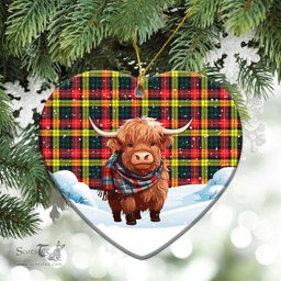 Scottish McIndoe Tartan Christmas Ceramic Ornament - Highland Cows Snow Style - Tartan Christmas Ornaments Scottish Plaid Tartan Plaid - ScotsTee - scotstee.com