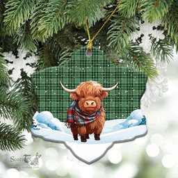 Scottish MacDonald Lord of the Isles Hunting Tartan Christmas Ceramic Ornament - Highland Cows Snow Style - Tartan Christmas Ornaments Scottish Plaid Tartan Plaid - ScotsTee - scotstee.com