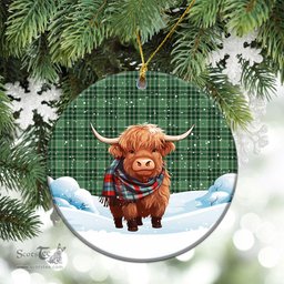 Scottish McDonald Lord of the Isles Hunting Tartan Christmas Ceramic Ornament - Highland Cows Snow Style - Tartan Christmas Ornaments Scottish Plaid Tartan Plaid - ScotsTee - scotstee.com