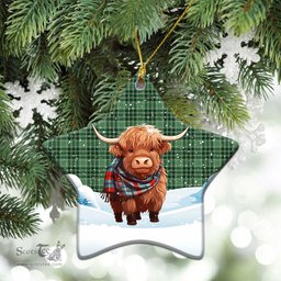 Scottish McDonald Lord of the Isles Hunting Tartan Christmas Ceramic Ornament - Highland Cows Snow Style - Tartan Christmas Ornaments Scottish Plaid Tartan Plaid - ScotsTee - scotstee.com