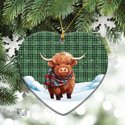 Scottish McDonald Lord of the Isles Hunting Tartan Christmas Ceramic Ornament - Highland Cows Snow Style - Tartan Christmas Ornaments Scottish Plaid Tartan Plaid - ScotsTee - scotstee.com
