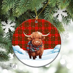 Scottish Livingstone Tartan Christmas Ceramic Ornament - Highland Cows Snow Style - Tartan Christmas Ornaments Scottish Plaid Tartan Plaid - ScotsTee - scotstee.com