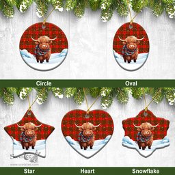 Scottish Livingstone Tartan Christmas Ceramic Ornament - Highland Cows Snow Style - Tartan Christmas Ornaments Scottish Plaid Tartan Plaid - ScotsTee - scotstee.com