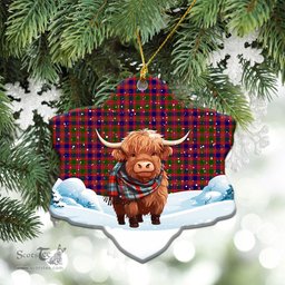 Scottish McIntyre Modern Tartan Christmas Ceramic Ornament - Highland Cows Snow Style - Tartan Christmas Ornaments Scottish Plaid Tartan Plaid - ScotsTee - scotstee.com