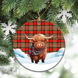 Scottish McGill Modern Tartan Christmas Ceramic Ornament - Highland Cows Snow Style - Tartan Christmas Ornaments Scottish Plaid Tartan Plaid - ScotsTee - scotstee.com