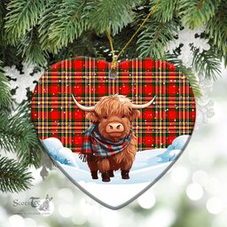 Scottish McGill Modern Tartan Christmas Ceramic Ornament - Highland Cows Snow Style - Tartan Christmas Ornaments Scottish Plaid Tartan Plaid - ScotsTee - scotstee.com