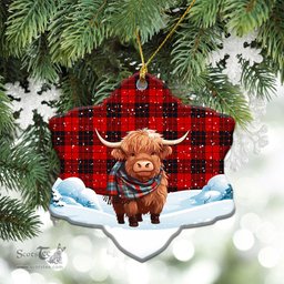 Scottish MacLeod of Raasay Tartan Christmas Ceramic Ornament - Highland Cows Snow Style - Tartan Christmas Ornaments Scottish Plaid Tartan Plaid - ScotsTee - scotstee.com