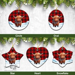 Scottish MacLeod of Raasay Tartan Christmas Ceramic Ornament - Highland Cows Snow Style - Tartan Christmas Ornaments Scottish Plaid Tartan Plaid - ScotsTee - scotstee.com