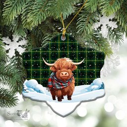 Scottish McArthur Modern Tartan Christmas Ceramic Ornament - Highland Cows Snow Style - Tartan Christmas Ornaments Scottish Plaid Tartan Plaid - ScotsTee - scotstee.com