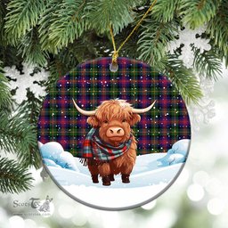 Scottish Logan Modern Tartan Christmas Ceramic Ornament - Highland Cows Snow Style - Tartan Christmas Ornaments Scottish Plaid Tartan Plaid - ScotsTee - scotstee.com