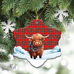 Scottish MacBain Tartan Christmas Ceramic Ornament - Highland Cows Snow Style - Tartan Christmas Ornaments Scottish Plaid Tartan Plaid - ScotsTee - scotstee.com
