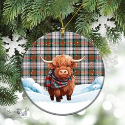 Scottish McDuff Dress Ancient Tartan Christmas Ceramic Ornament - Highland Cows Snow Style - Tartan Christmas Ornaments Scottish Plaid Tartan Plaid - ScotsTee - scotstee.com