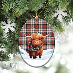 Scottish McDuff Dress Ancient Tartan Christmas Ceramic Ornament - Highland Cows Snow Style - Tartan Christmas Ornaments Scottish Plaid Tartan Plaid - ScotsTee - scotstee.com
