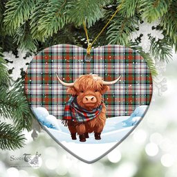Scottish McDuff Dress Ancient Tartan Christmas Ceramic Ornament - Highland Cows Snow Style - Tartan Christmas Ornaments Scottish Plaid Tartan Plaid - ScotsTee - scotstee.com