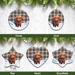 Scottish McDuff Dress Ancient Tartan Christmas Ceramic Ornament - Highland Cows Snow Style - Tartan Christmas Ornaments Scottish Plaid Tartan Plaid - ScotsTee - scotstee.com