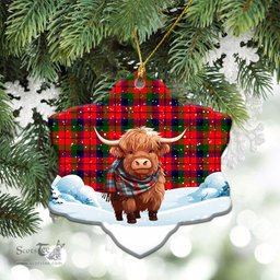 Scottish MacNaughton Modern Tartan Christmas Ceramic Ornament - Highland Cows Snow Style - Tartan Christmas Ornaments Scottish Plaid Tartan Plaid - ScotsTee - scotstee.com