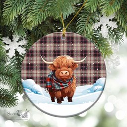 Scottish MacPherson Hunting Ancient Tartan Christmas Ceramic Ornament - Highland Cows Snow Style - Tartan Christmas Ornaments Scottish Plaid Tartan Plaid - ScotsTee - scotstee.com