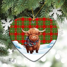 Scottish McGregor Modern Tartan Christmas Ceramic Ornament - Highland Cows Snow Style - Tartan Christmas Ornaments Scottish Plaid Tartan Plaid - ScotsTee - scotstee.com