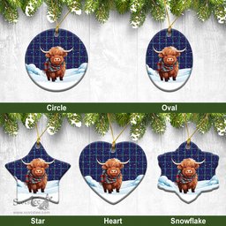 Scottish Kirkaldy Tartan Christmas Ceramic Ornament - Highland Cows Snow Style - Tartan Christmas Ornaments Scottish Plaid Tartan Plaid - ScotsTee - scotstee.com
