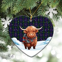 Scottish McLafferty Tartan Christmas Ceramic Ornament - Highland Cows Snow Style - Tartan Christmas Ornaments Scottish Plaid Tartan Plaid - ScotsTee - scotstee.com