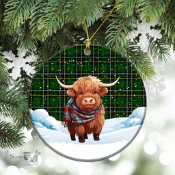 Scottish McAlpine Modern Tartan Christmas Ceramic Ornament - Highland Cows Snow Style - Tartan Christmas Ornaments Scottish Plaid Tartan Plaid - ScotsTee - scotstee.com