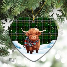 Scottish McAlpine Modern Tartan Christmas Ceramic Ornament - Highland Cows Snow Style - Tartan Christmas Ornaments Scottish Plaid Tartan Plaid - ScotsTee - scotstee.com