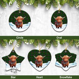 Scottish McAlpine Modern Tartan Christmas Ceramic Ornament - Highland Cows Snow Style - Tartan Christmas Ornaments Scottish Plaid Tartan Plaid - ScotsTee - scotstee.com