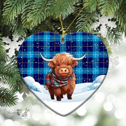 Scottish McKerrell Tartan Christmas Ceramic Ornament - Highland Cows Snow Style - Tartan Christmas Ornaments Scottish Plaid Tartan Plaid - ScotsTee - scotstee.com