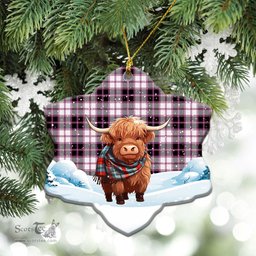 Scottish MacPherson Hunting Modern Tartan Christmas Ceramic Ornament - Highland Cows Snow Style - Tartan Christmas Ornaments Scottish Plaid Tartan Plaid - ScotsTee - scotstee.com