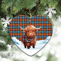 Scottish McLachlan Ancient Tartan Christmas Ceramic Ornament - Highland Cows Snow Style - Tartan Christmas Ornaments Scottish Plaid Tartan Plaid - ScotsTee - scotstee.com