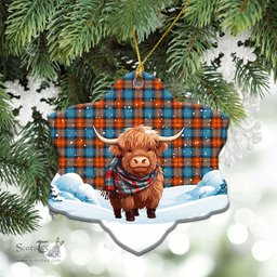 Scottish McLachlan Ancient Tartan Christmas Ceramic Ornament - Highland Cows Snow Style - Tartan Christmas Ornaments Scottish Plaid Tartan Plaid - ScotsTee - scotstee.com