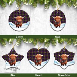 Scottish McDonnell of Glengarry Modern Tartan Christmas Ceramic Ornament - Highland Cows Snow Style - Tartan Christmas Ornaments Scottish Plaid Tartan Plaid - ScotsTee - scotstee.com
