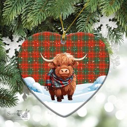 Scottish McAulay Ancient Tartan Christmas Ceramic Ornament - Highland Cows Snow Style - Tartan Christmas Ornaments Scottish Plaid Tartan Plaid - ScotsTee - scotstee.com