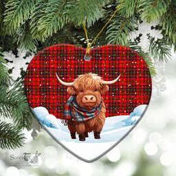 Scottish Matheson Modern Tartan Christmas Ceramic Ornament - Highland Cows Snow Style - Tartan Christmas Ornaments Scottish Plaid Tartan Plaid - ScotsTee - scotstee.com