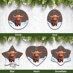 Scottish MacLachlan Ancient Tartan Christmas Ceramic Ornament - Highland Cows Snow Style - Tartan Christmas Ornaments Scottish Plaid Tartan Plaid - ScotsTee - scotstee.com