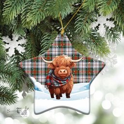 Scottish MacDuff Dress Ancient Tartan Christmas Ceramic Ornament - Highland Cows Snow Style - Tartan Christmas Ornaments Scottish Plaid Tartan Plaid - ScotsTee - scotstee.com