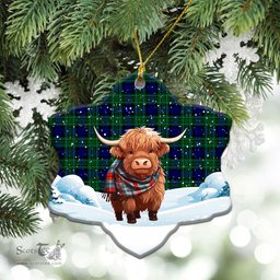 Scottish MacCallum Modern Tartan Christmas Ceramic Ornament - Highland Cows Snow Style - Tartan Christmas Ornaments Scottish Plaid Tartan Plaid - ScotsTee - scotstee.com